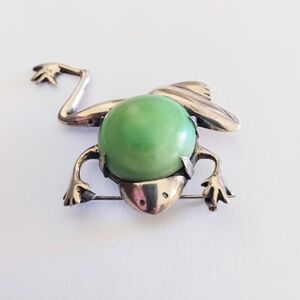 Sterling Silver Frog Brooch Pin Vintage Handmade